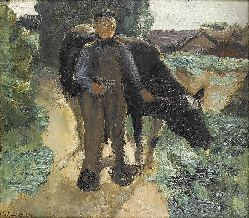 Max Liebermann A farmer with his cow Norge oil painting art